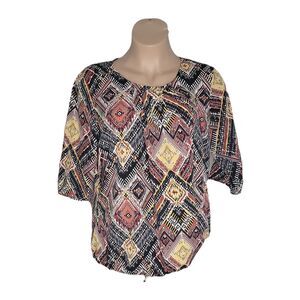 Junarose Classy Shirt Blouse ~ Sz 18 ~ Yellow & Black ~ 3/4 Sleeve